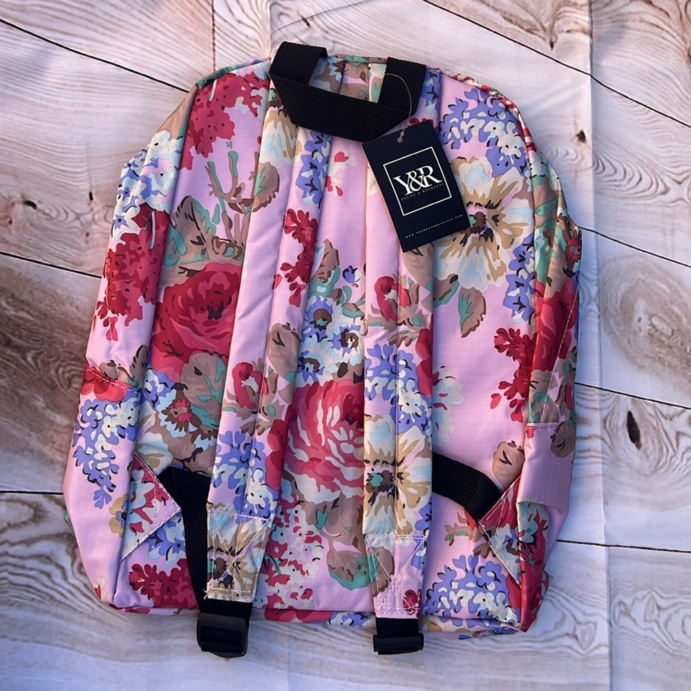 YOUNG & RECKLESS LA Pink Flower Print Backpack back to school ๐๏ธ NEW - Picture 3 of 4